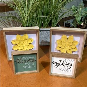Farmhouse Yellow Flower and Inspirational Quote Decor Set